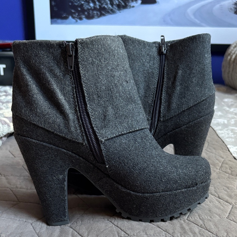 Blowfish Charcoal Heeled Ankle Boots- New in box!
